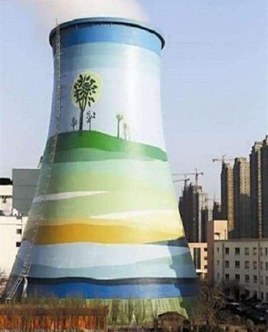 珲春冷却塔美化彩绘施工的方法介绍